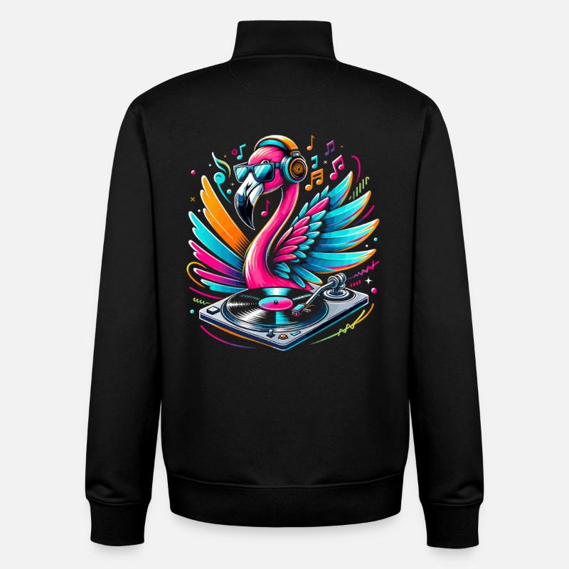 Flamingo DJ Neonbeat - Unisex Organic Zip Sweatshirt von Stanley/Stella - Schwarz