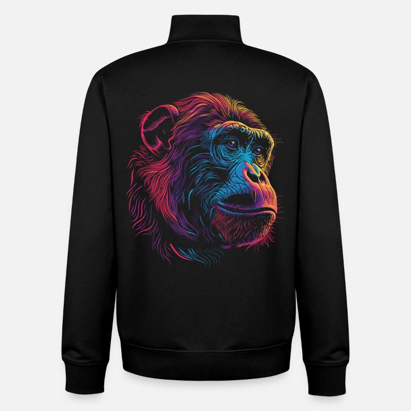Neon Psychedelischer Affe - Unisex Organic Zip Sweatshirt von Stanley/Stella - Schwarz