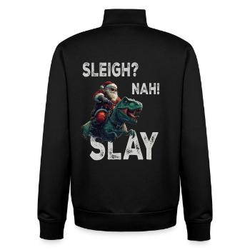 Santa Claus Dino T-Rex - Unisex Organic Zip Sweatshirt by Stanley/Stella - black - Back - AI Model Male 185 light (185cm)