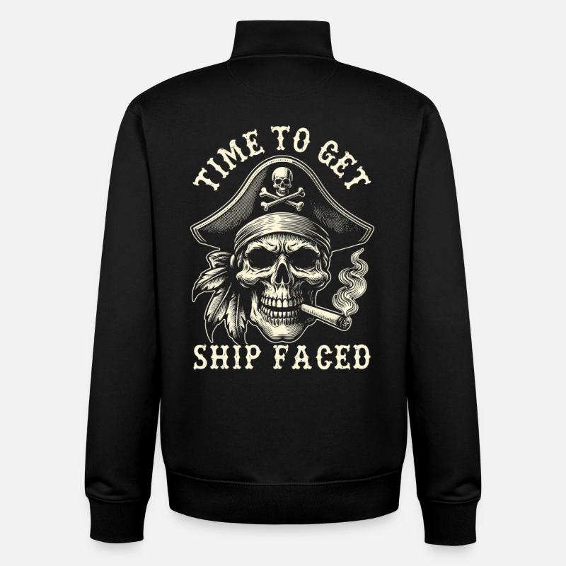 Time to Get Ship Faced - Unisex Organic Zip Sweatshirt by Stanley/Stella - black
