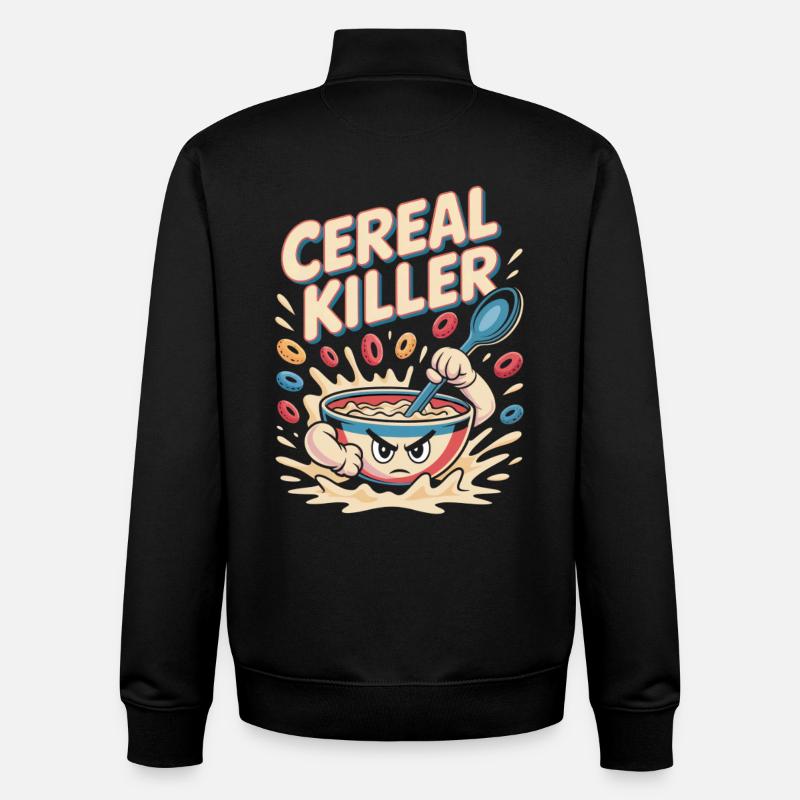 Petit-déjeuner rétro - Sweat zippé unisexe en coton bio Stanley/Stella - noir