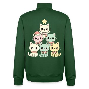 Katzen Weihnachtsbaum – Niedliches Xmas Katzen - Unisex Organic Zip Sweatshirt von Stanley/Stella - Flaschengrün - Hinten - AI Model Male 185 dark (185cm)