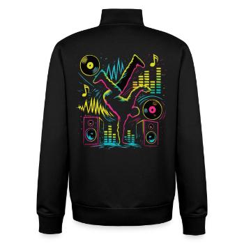 Breakdance Neon Style – Music & Street Art - Unisex Organic Zip Sweatshirt by Stanley/Stella - black - Back - AI Model Male 185 light (185cm)