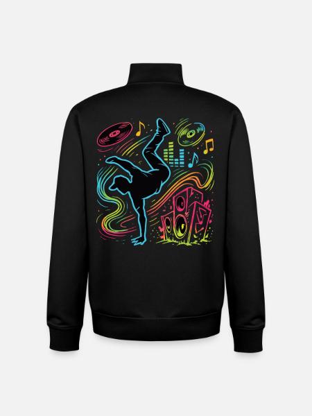 Breakdance Neon Style – Music & Street Art - Unisex Organic Zip Sweatshirt by Stanley/Stella - black