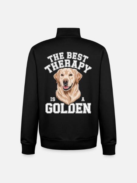 Best Therapy Golden Retriever - Unisex Organic Zip Sweatshirt by Stanley/Stella - black