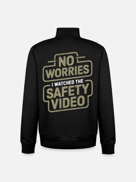 No Worries Safety Video Meme - Unisex Organic Zip Sweatshirt by Stanley/Stella - black