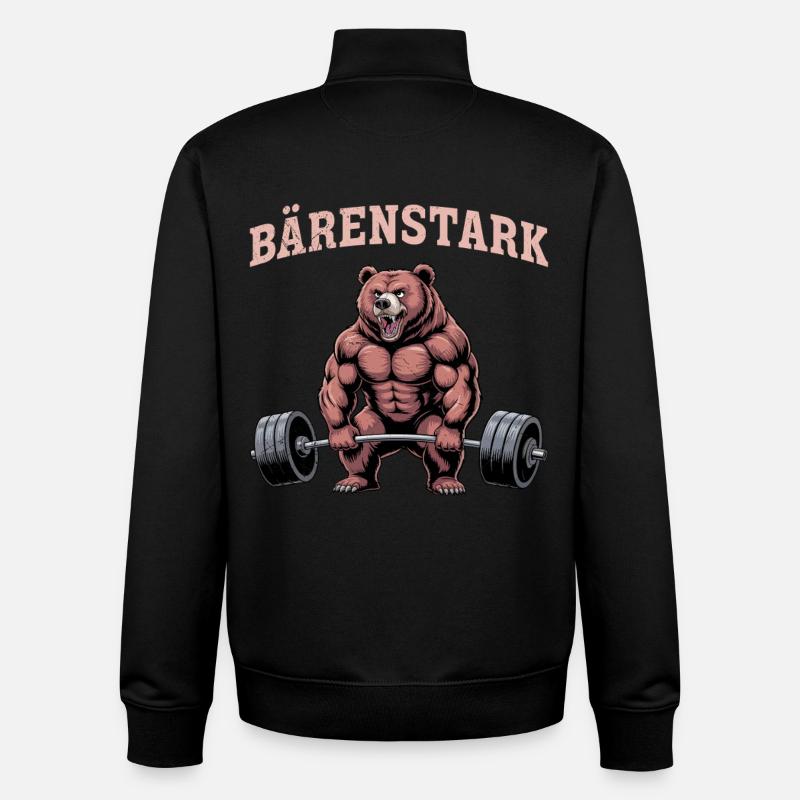 Halérophile BÄRENSTARK Funny - Sweat zippé unisexe en coton bio Stanley/Stella - noir