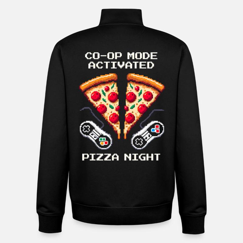 Coop activé : Soirée pizza | Jeux multijoueurs - Sweat zippé unisexe en coton bio Stanley/Stella - noir