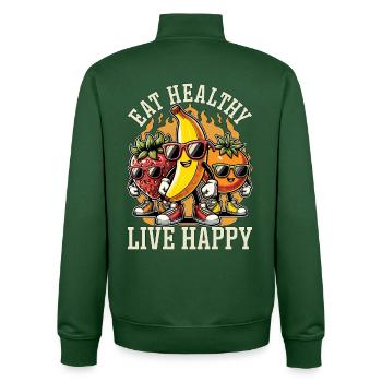 Nutritionist Eat Healthy Live Happy Health Coach - Unisex Organic Zip Sweatshirt von Stanley/Stella - Flaschengrün - Hinten - AI Model Male 185 dark (185cm)