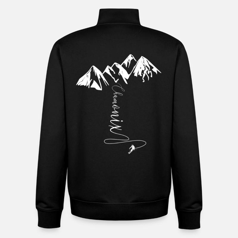 Chamonix Mont-Blanc Alpinisme Ski Extrême Savoie - Sweat zippé unisexe en coton bio Stanley/Stella - noir