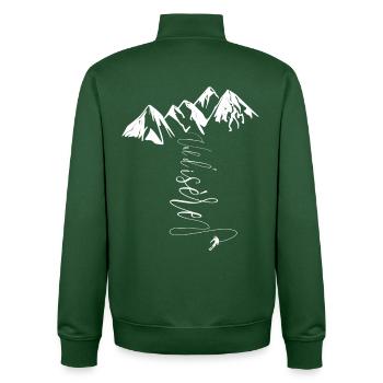 Val d'Isère Ski Espace Killy Village Haute Savoie - Unisex Organic Zip Sweatshirt von Stanley/Stella - Flaschengrün - Hinten - AI Model Male 185 dark (185cm)