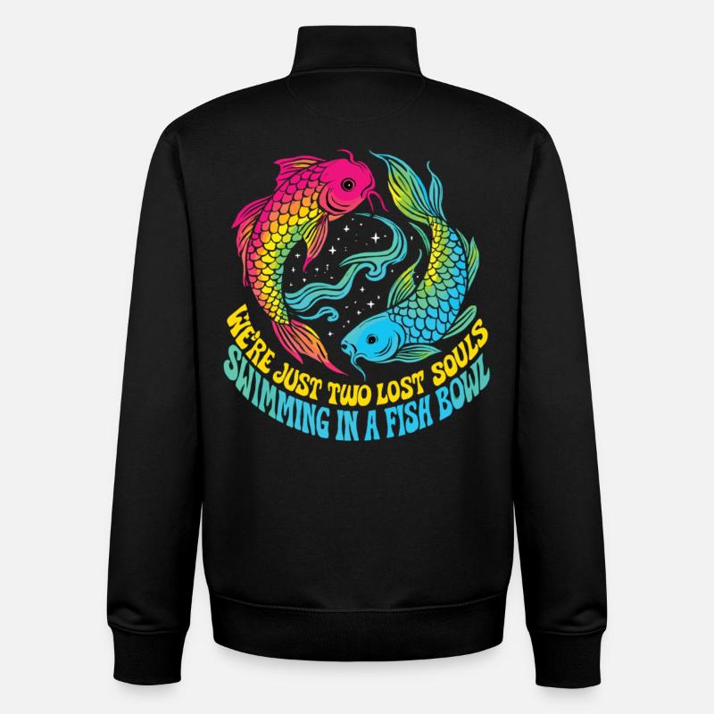 Two Lost Souls – Koi Fish Retro - Unisex Organic Zip Sweatshirt by Stanley/Stella - black
