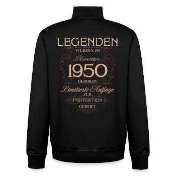 75. Geburtstag Legende November Jahrgang 1950 - Unisex Organic Zip Sweatshirt von Stanley/Stella - Schwarz - Hinten - AI Model Male 185 light (185cm)