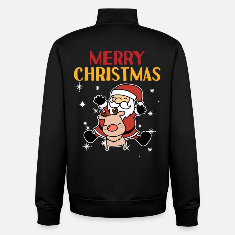 Joyeux Noël - idée Cadeau Père Noel - Sweat zippé unisexe en coton bio Stanley/Stella - noir