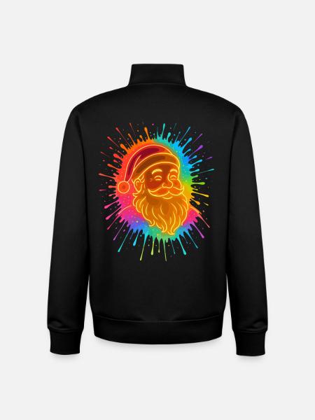 Neon Santa Farbsplash Weihnachts Shirt - Unisex Organic Zip Sweatshirt von Stanley/Stella - Schwarz