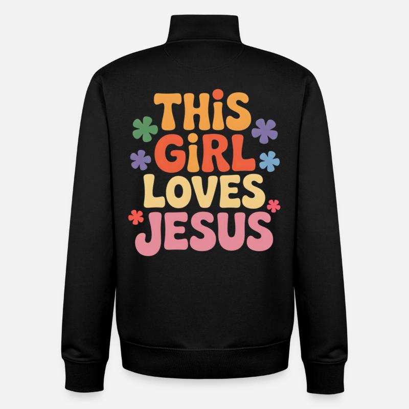 Dieses Mädchen liebt Jesus - Unisex Organic Zip Sweatshirt von Stanley/Stella - Schwarz