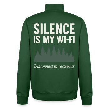 Silence is my Wi-Fi: Nature motif with trees - Unisex Organic Zip Sweatshirt by Stanley/Stella - bottle green - Back - AI Model Male 185 dark (185cm)
