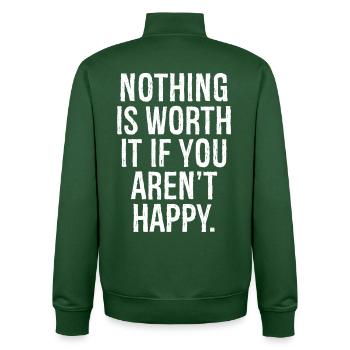 Nichts ist es wert, wenn du nicht glücklich bist - Unisex Organic Zip Sweatshirt von Stanley/Stella - Flaschengrün - Hinten - AI Model Male 185 dark (185cm)