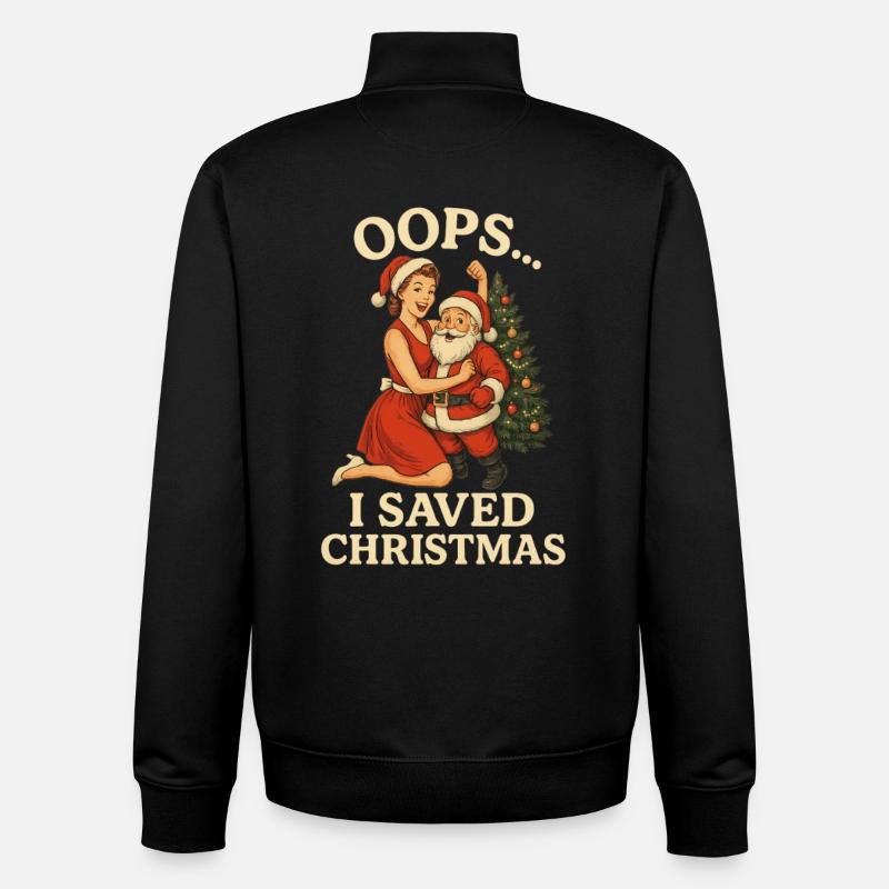 Oops I Saved Christmas - Unisex Organic Zip Sweatshirt by Stanley/Stella - black