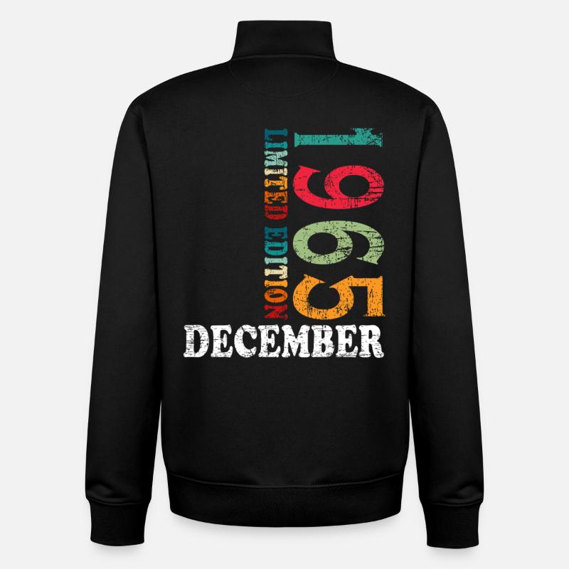 Anniversaire en décembre 1965 - décembre - Sweat zippé unisexe en coton bio Stanley/Stella - noir