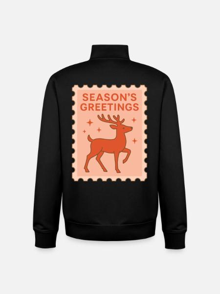 Season's Greetings Reindeer Holiday Cheer - Unisex Organic Zip Sweatshirt by Stanley/Stella - black