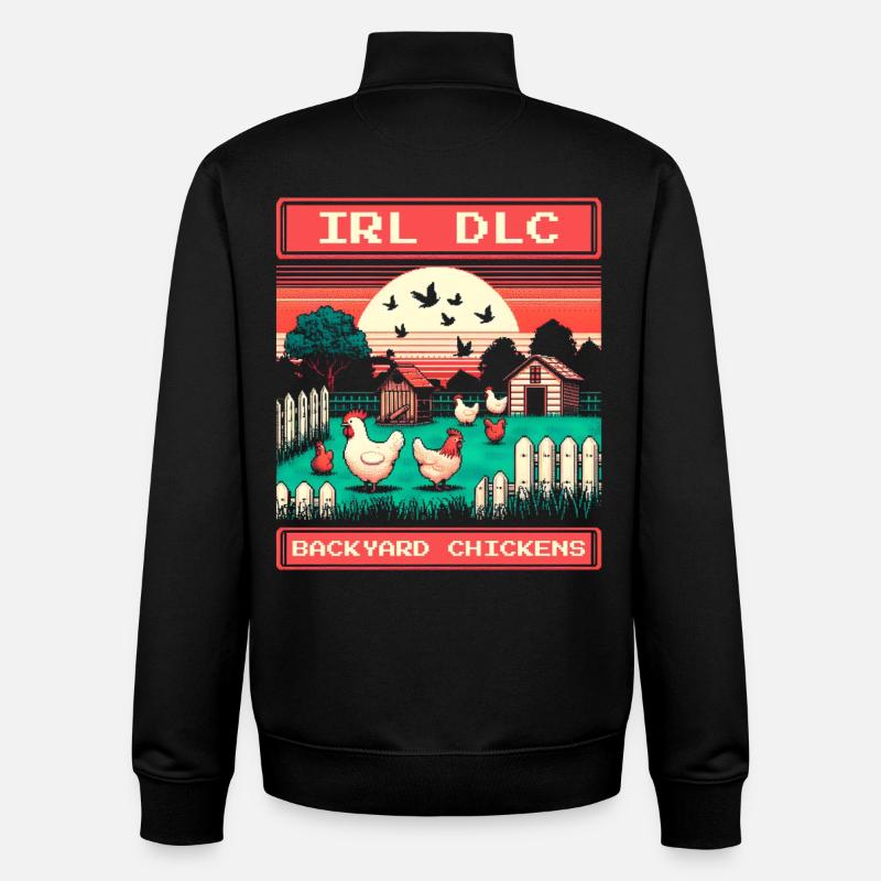 IRL DLC | Hühner im Garten - Unisex Organic Zip Sweatshirt von Stanley/Stella - Schwarz