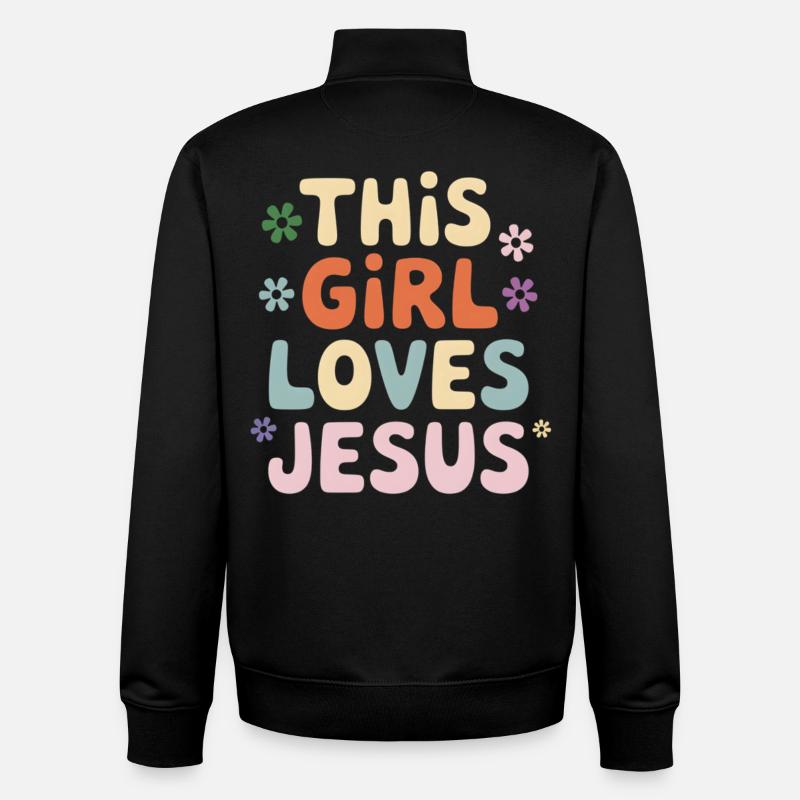 Dieses Mädchen liebt Jesus - Unisex Organic Zip Sweatshirt von Stanley/Stella - Schwarz