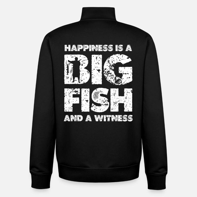 Big Pisces Happiness - Unisex Organic Zip Sweatshirt by Stanley/Stella - black