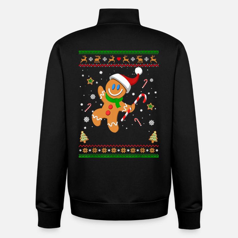 Hässliches Weihnachtspullover Lebkuchenmann Lustiges Geschenk - Unisex Organic Zip Sweatshirt von Stanley/Stella - Schwarz