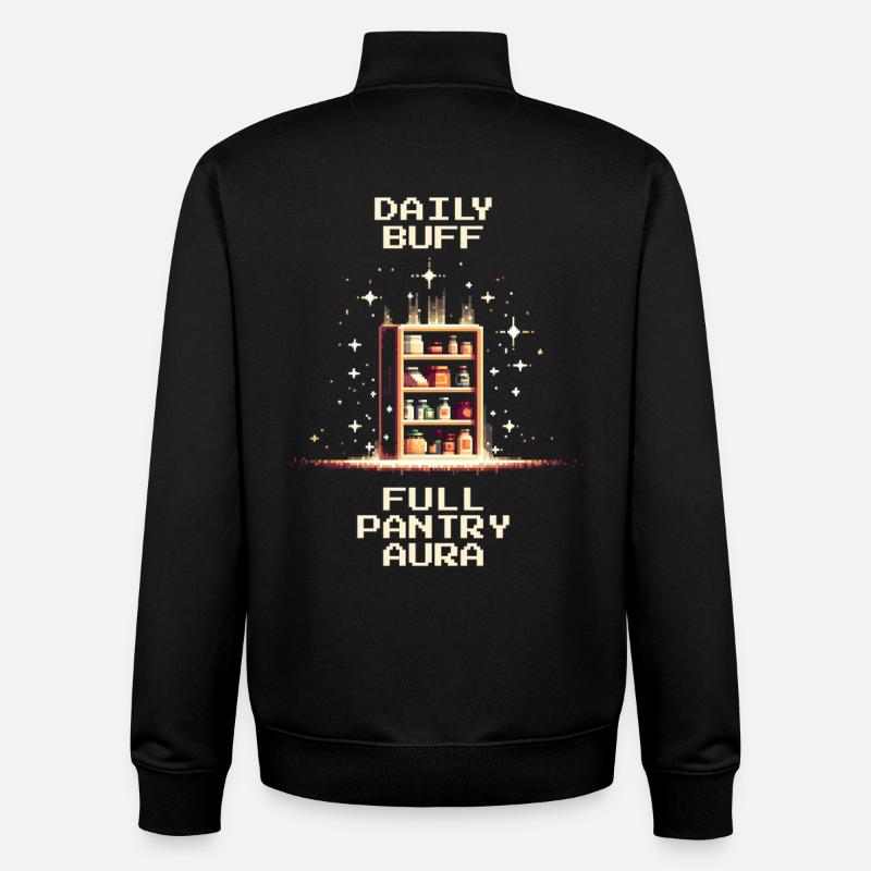 Garde-manger complet | Pixel Art - Sweat zippé unisexe en coton bio Stanley/Stella - noir
