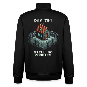 Day 784 | Still no zombies - Unisex Organic Zip Sweatshirt by Stanley/Stella - black - Back - AI Model Male 185 light (185cm)