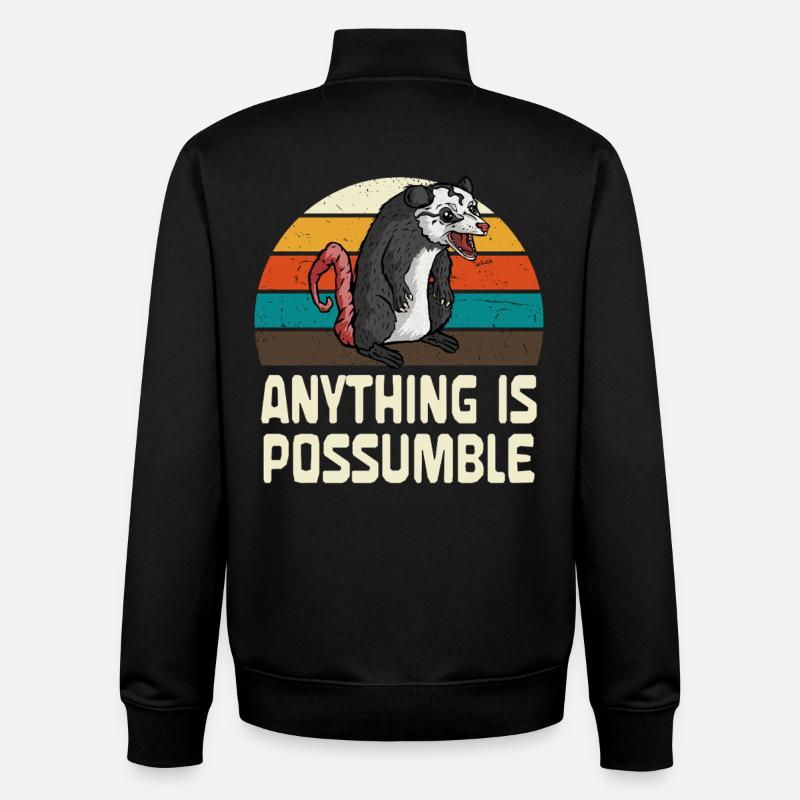 Possum : Tout est possible - Sweat zippé unisexe en coton bio Stanley/Stella - noir
