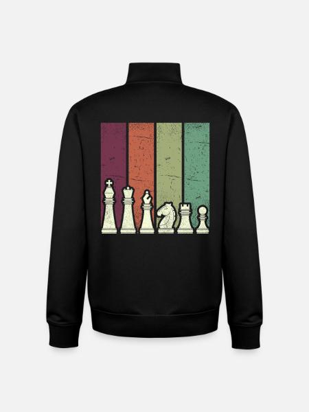 Farbige Schachfiguren Linienbild - Unisex Organic Zip Sweatshirt von Stanley/Stella - Schwarz