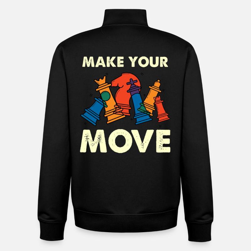 Faites votre mouvement – pièces d’échecs colorées - Sweat zippé unisexe en coton bio Stanley/Stella - noir