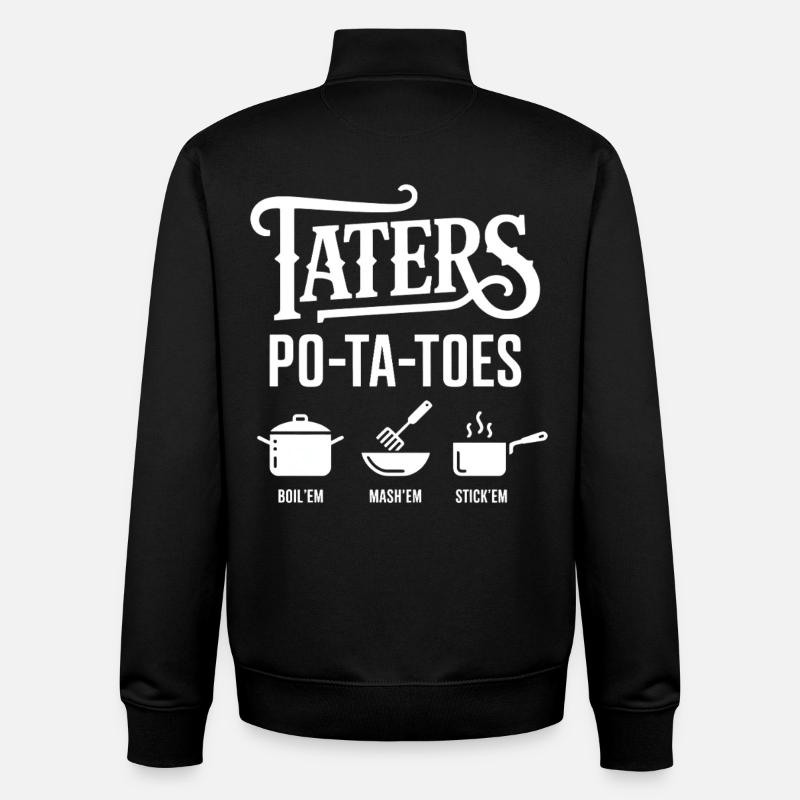 Taters Over Haters Potato - Sweat zippé unisexe en coton bio Stanley/Stella - noir