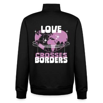 L’humanité L’égalité L’amour traverse les frontières - Sweat zippé unisexe en coton bio Stanley/Stella - noir - Dos - AI Model Male 185 light (185cm)