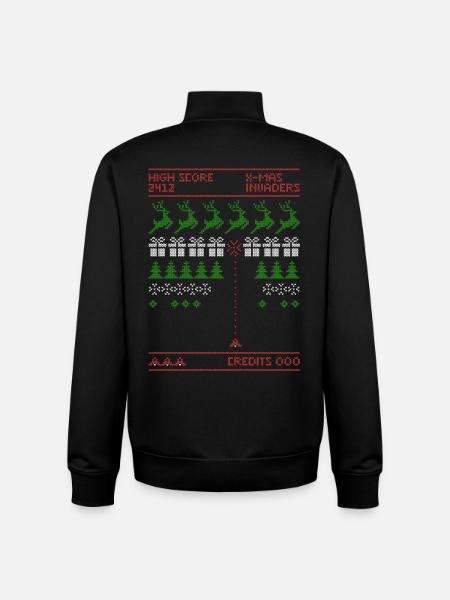 X-Mas Invaders | Shooting Game | ugly christmas - Unisex Organic Zip Sweatshirt by Stanley/Stella - black