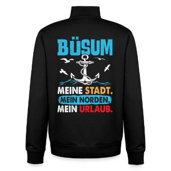 BÜSUM MEINE STADT MEIN NORDEN MEIN URLAUB Lustig - Unisex Organic Zip Sweatshirt von Stanley/Stella - Schwarz - Hinten - AI Model Male 185 light (185cm)