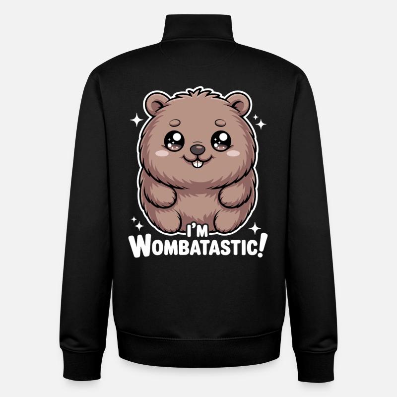 Cute Wombat I'm Wombatastic - Unisex Organic Zip Sweatshirt by Stanley/Stella - black
