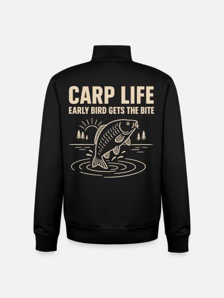 Karpfenleben Frühaufsteher Fangt Mehr - Unisex Organic Zip Sweatshirt von Stanley/Stella - Schwarz