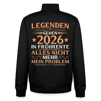 Retraite anticipée 2026 Collègue de travail en retraite partielle - Sweat zippé unisexe en coton bio Stanley/Stella - noir - Dos - AI Model Male 185 light (185cm)