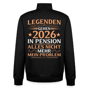 Pensioner 2026 Work colleague Legend retired - Unisex Organic Zip Sweatshirt by Stanley/Stella - black - Back - AI Model Male 185 light (185cm)