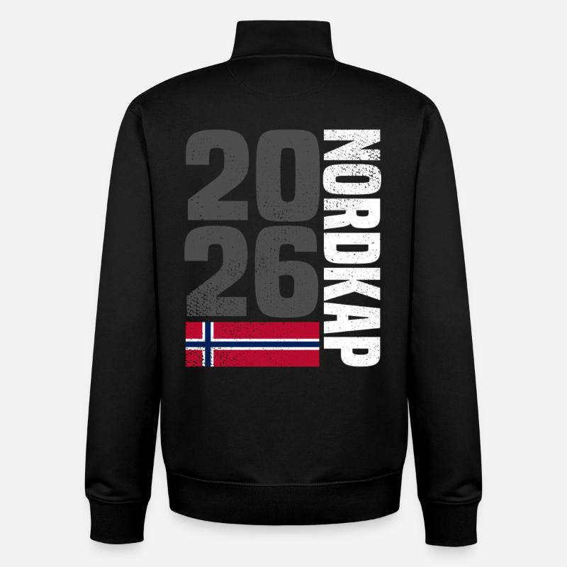 Norvège Cap-Nord 2026 - Sweat zippé unisexe en coton bio Stanley/Stella - noir