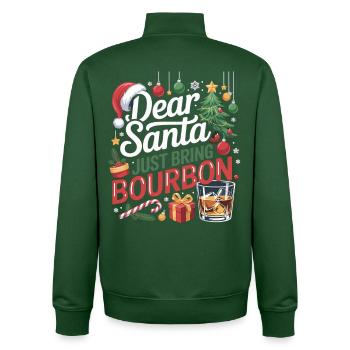 Dear Santa Bring Bourbon Christmas Shirt - Unisex Organic Zip Sweatshirt by Stanley/Stella - bottle green - Back - AI Model Male 185 dark (185cm)
