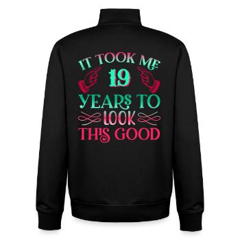 It took 19 years to look so good - Unisex Organic Zip Sweatshirt by Stanley/Stella - black - Back - AI Model Male 185 light (185cm)