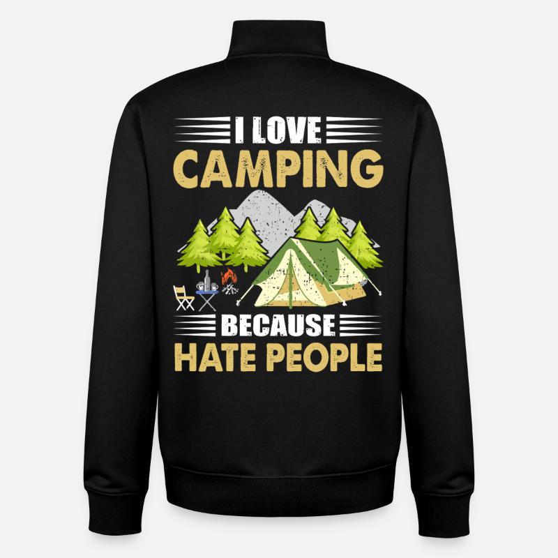 Camping - Sweat zippé unisexe en coton bio Stanley/Stella - noir