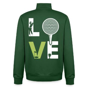 Golf - Unisex Organic Zip Sweatshirt von Stanley/Stella - Flaschengrün - Hinten - AI Model Male 185 dark (185cm)