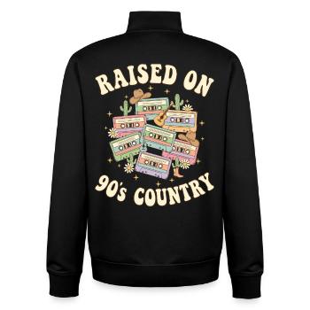 Cassette Hip Hop Tape Raised On 90s R&B - Unisex Organic Zip Sweatshirt by Stanley/Stella - black - Back - AI Model Male 185 light (185cm)