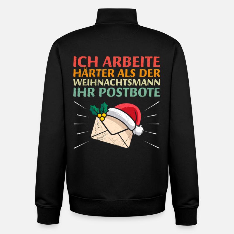 Postbote ARBEITE HÄRTER ALS DER WEIHNACHTSMANN - Unisex Organic Zip Sweatshirt von Stanley/Stella - Schwarz