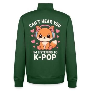 Kawaii Fox Loves K-Pop - Unisex Organic Zip Sweatshirt von Stanley/Stella - Flaschengrün - Hinten - AI Model Male 185 dark (185cm)